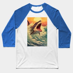 Leaping Hungry Shark Baseball T-Shirt